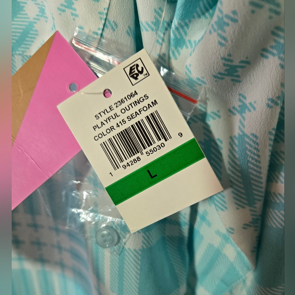 Riley & Rae Plaid Button-Up Ruffle Shirt Dress, NWT, Size Large - Picture 7 of 7